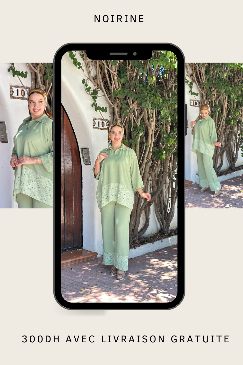 ensemble brodé vert