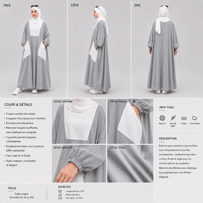 Robe Longue Oversize Rayée – Style Modeste & Élégant