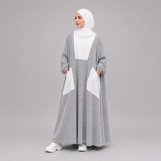 Robe Longue Oversize Rayée – Style Modeste & Élégant