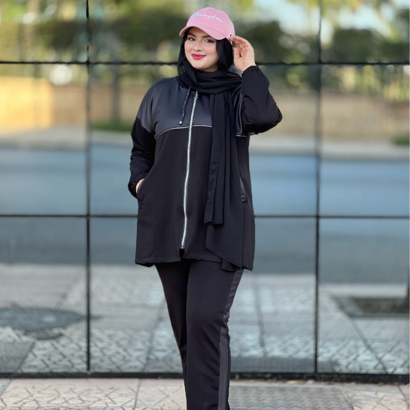 Survêtement femme hijab zippé – Élégance moderne & confort signé Noirine 🖤