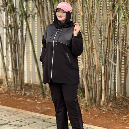 Survêtement femme hijab zippé – Élégance moderne & confort signé Noirine 🖤