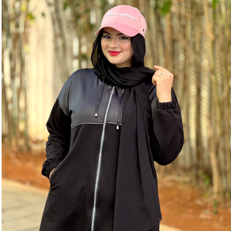 Survêtement femme hijab zippé – Élégance moderne & confort signé Noirine 🖤