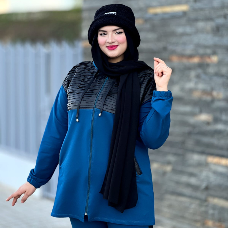 Survêtement femme hijab zippé – Élégance moderne & confort signé Noirine 🖤