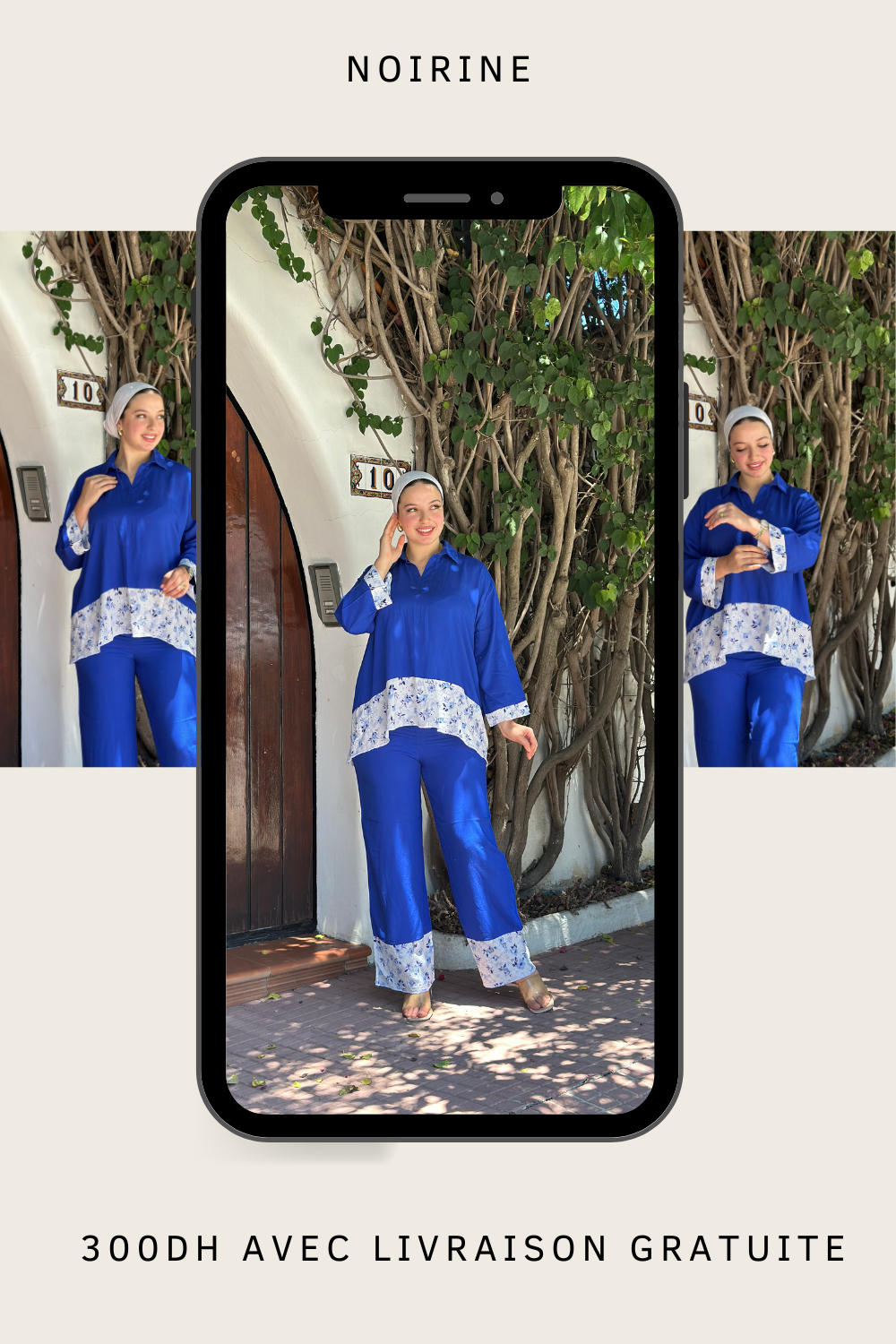 ensemble brodé bleu