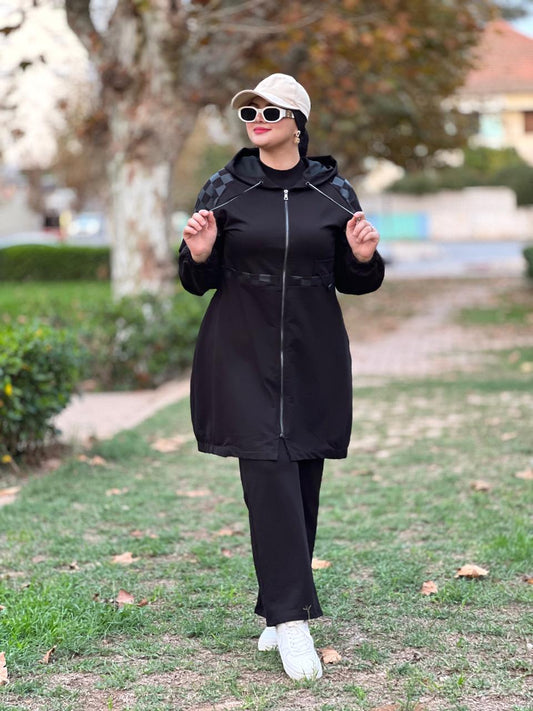 Survêtement Femme Chic & Confort – Noir Élégant (XL → 4XL)