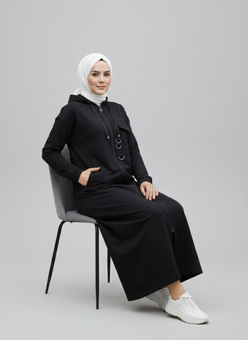 Survêtement Long Noir Coupe Droite – Noirine