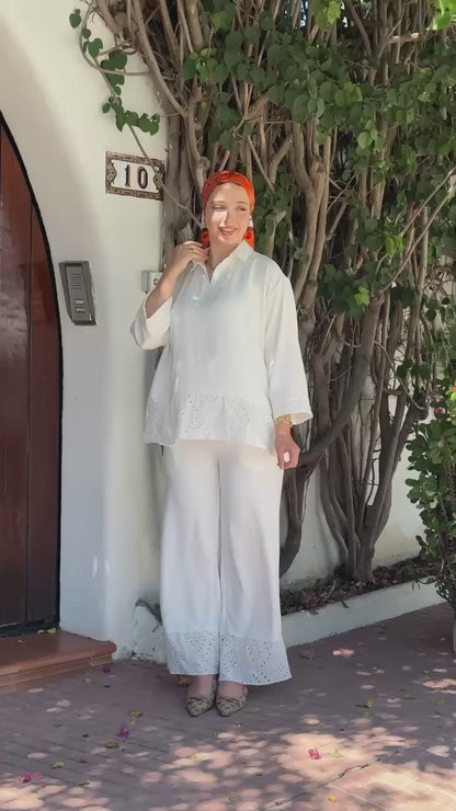 ensemble brodé blanc